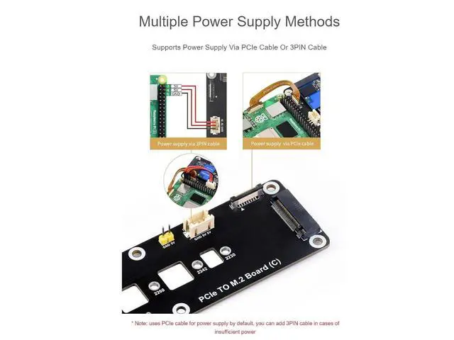 Alt view image 4 of 7 - WRIARICH PCIe to M.2 Adapter Board (C) for Raspberry Pi 5,Support M.2 NVMe SSD 2230 2242 2260 2280,Supports Gen2 and Gen3 Modes