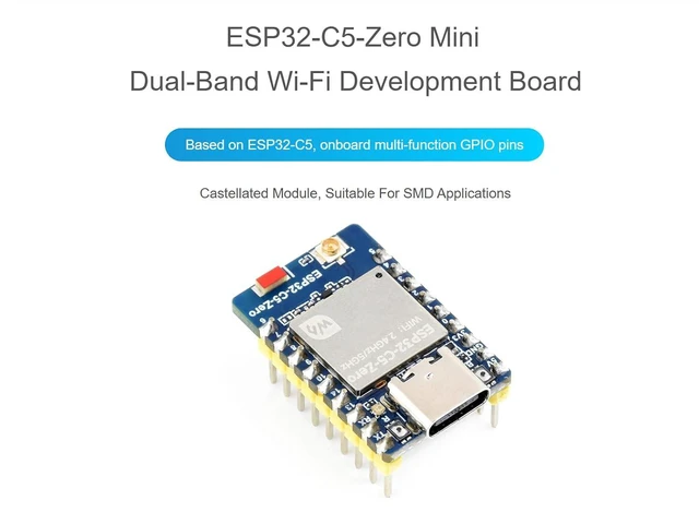 Alt view image 2 of 7 - WRIARICH ESP32-C5 Mini 2.4GHz/5GHz Dual-Band Wi-Fi Development Board with pre-soldered Header Based on ESP32-C5-HF4Integrated Bluetooth 5 (LE),IEEE 802.15.4 Wireless Communications