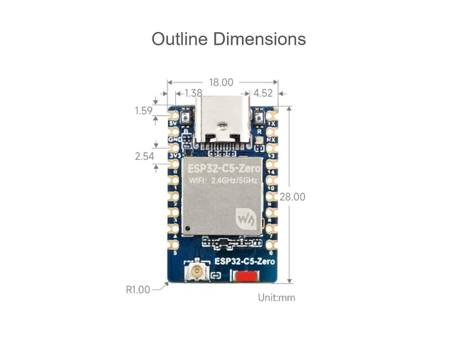 Alt view image 7 of 7 - WRIARICH ESP32-C5 Mini 2.4GHz/5GHz Dual-Band Wi-Fi Development Board with pre-soldered Header Based on ESP32-C5-HF4Integrated Bluetooth 5 (LE),IEEE 802.15.4 Wireless Communications