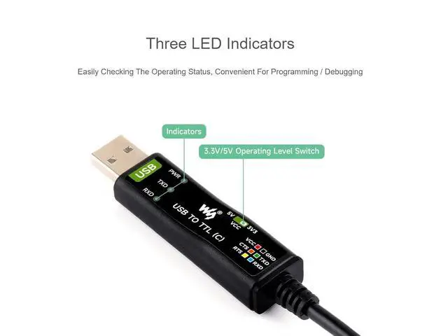 Alt view image 4 of 7 - WRIARICH Industrial USB to TTL 6pin Serial Adapter Cable, USB to TTL (C) Converter Onboard FT232RNL Chip,Compatible with Win11/10/8.1/8/7,Mac, Linux, Android,3.3V/5V Voltage Level Switching