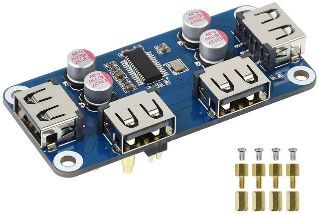 Main image of WRIARICH USB HUB HAT B Expansion Board for Raspberry Pi 4 B/3 B+/3 A+/2 B/Zero/Zero 2 W/W/WH,PC,4 USB Ports Compatible with USB2.0/1.1