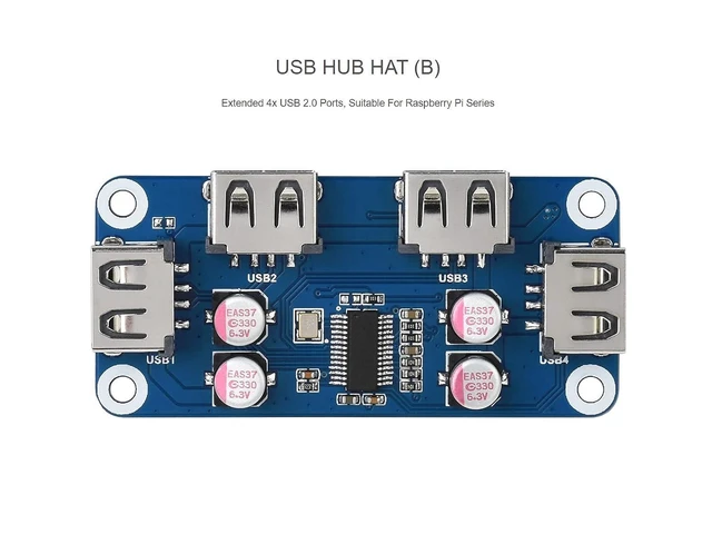 Alt view image 3 of 7 - WRIARICH USB HUB HAT B Expansion Board for Raspberry Pi 4 B/3 B+/3 A+/2 B/Zero/Zero 2 W/W/WH,PC,4 USB Ports Compatible with USB2.0/1.1
