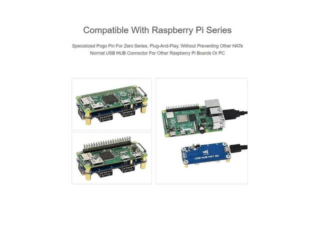 Alt view image 5 of 7 - WRIARICH USB HUB HAT B Expansion Board for Raspberry Pi 4 B/3 B+/3 A+/2 B/Zero/Zero 2 W/W/WH,PC,4 USB Ports Compatible with USB2.0/1.1