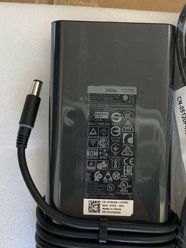 Alt view image 3 of 6 - WRIARICH New 240-Watt 7.4mm Charger Adapter Replacement for Dell Alienware Area-51m Gaming Laptop with AC Power Supply Cord