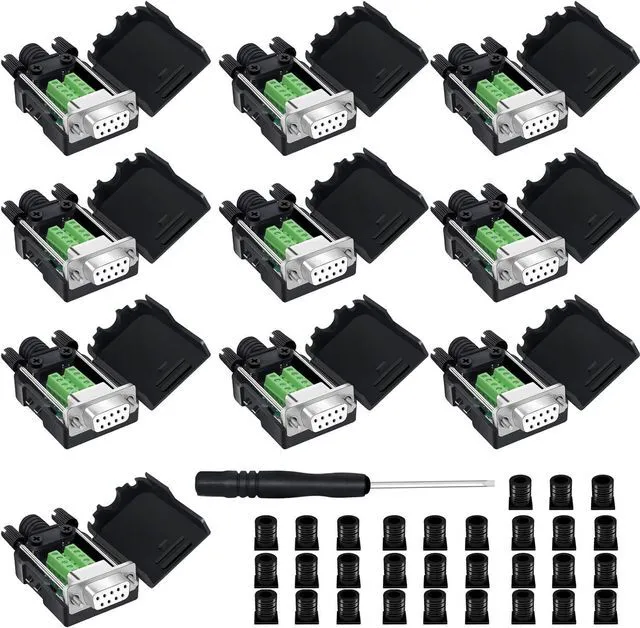 Main image of WRIARICH DB9 Breakout Connector,DB9 Solderless RS232 D-SUB Female Serial Adapters 9-Pin Port White Adapter to Terminal Connector Signal Module with case Set of 10