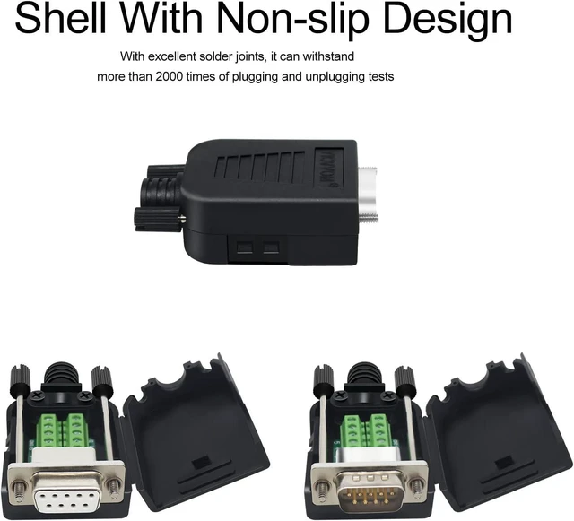 Alt view image 3 of 7 - WRIARICH DB9 Breakout Connector,DB9 Solderless RS232 D-SUB Female Serial Adapters 9-Pin Port White Adapter to Terminal Connector Signal Module with case Set of 10