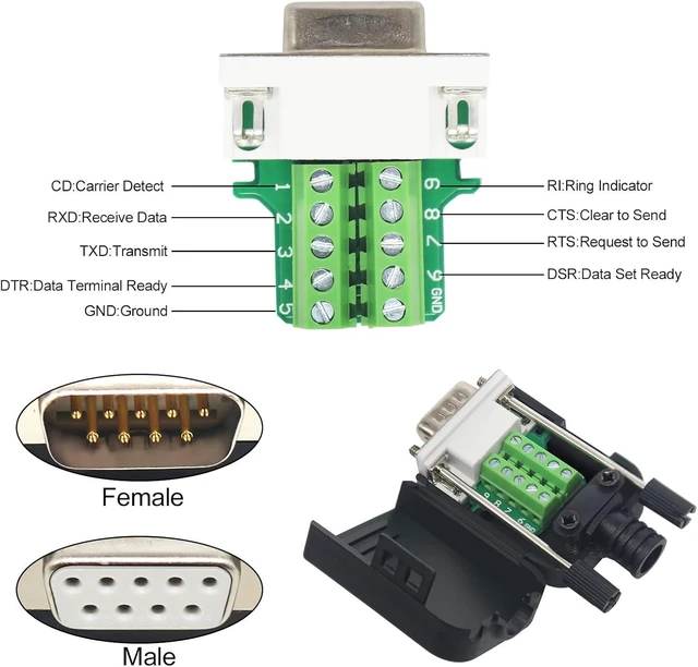 Alt view image 5 of 7 - WRIARICH DB9 Breakout Connector,DB9 Solderless RS232 D-SUB Female Serial Adapters 9-Pin Port White Adapter to Terminal Connector Signal Module with case Set of 10