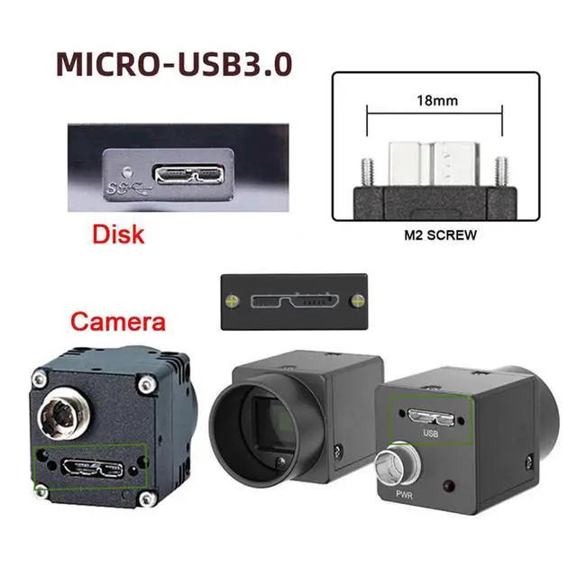 Alt view image 13 of 14 - Cable 5Gbps USB-C Type-C Host to Micro USB3.0 Screw Mount 90 Degree Right Angled for Industrial Camera Storage