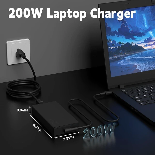Alt view image 2 of 7 - WRIARICH 200W Laptop Charger ADP-200JB K Compatible with ASUS TUF Gaming A14 A16 RTX4070 RTX5070ti Zephyrus G14 G16 16.0" GU605 GA605 GU605CM GU605CP Gaming Power AC Adapter