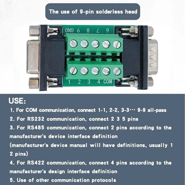 Alt view image 5 of 7 - WRIARICH 10pcs DB9 Male to Female Terminal Breakout Board, RS232 D-SUB Serial to 9pin Port Terminal Block Gender Changer Connector
