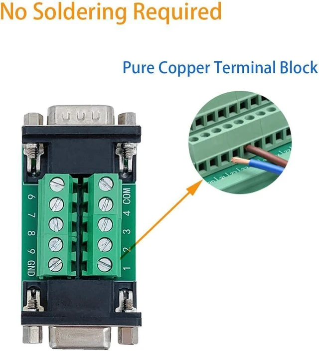 Alt view image 6 of 7 - WRIARICH 10pcs DB9 Male to Female Terminal Breakout Board, RS232 D-SUB Serial to 9pin Port Terminal Block Gender Changer Connector