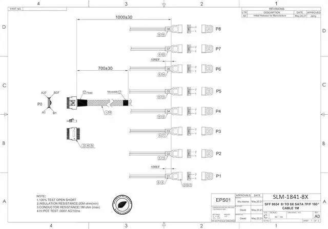 Alt view image 3 of 3 - WRIARICH MSlimSAS 8i (SFF-8654) Straight, 8X SATA Cable is Designed to Connect high-Performance SAS or SATA Hard Drives, Solid-State Drives (SSDs)