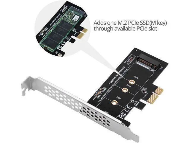 Alt view image 2 of 7 - NVME M.2 SSD M Key to PCI-e 3.0 x1 Host Controller Expansion Card,Supports M2 NGFF PCI-e 3.0, 2.0 or 1.0, NVME or AHCI, M-Key, 2280, 2260, 2242, 2230 Solid State Drives with Low Profile Bracket