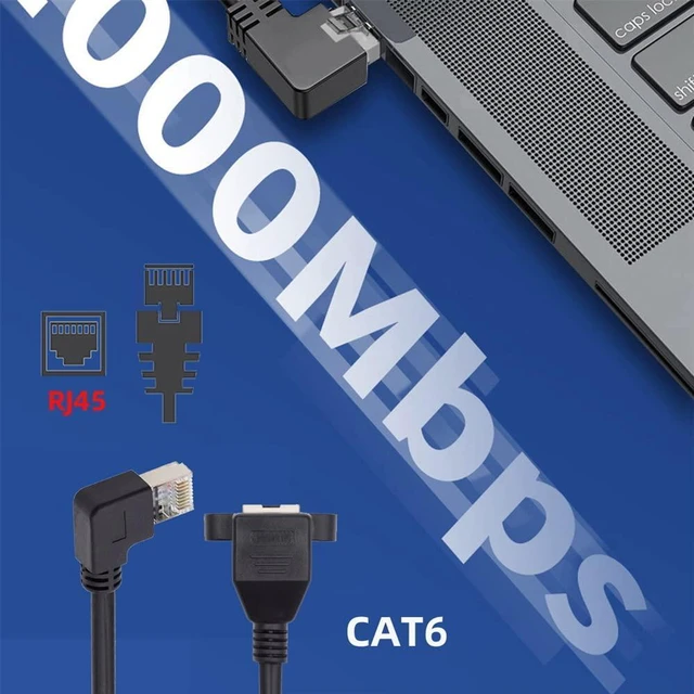 Alt view image 6 of 7 - WRIARICH Right Angled 90 Degree 8P8C FTP STP UTP Cat6 Male to Female LAN Ethernet Network Extension Cable with Panel Mount Holes