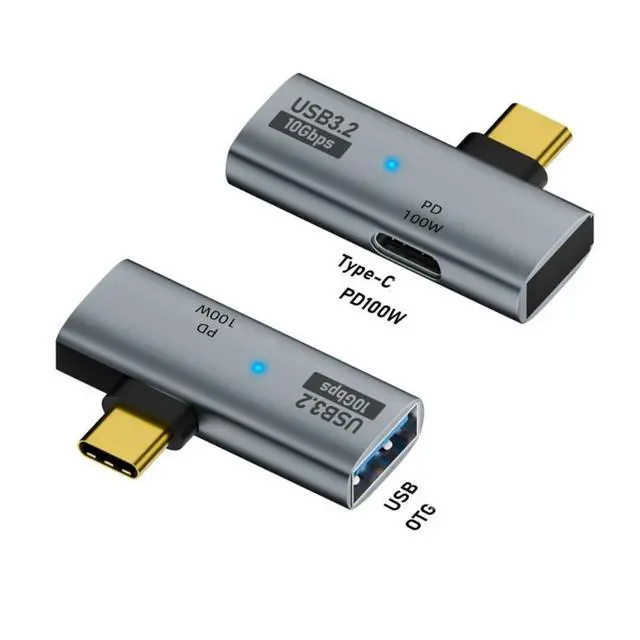 Alt view image 3 of 3 - WRIARICH 2 in 1 USB Type C Hub Adapter to USB3.0 female + Type C female 100W PD Charging Port 10Gbps OTG for MacBook Pro Laptop