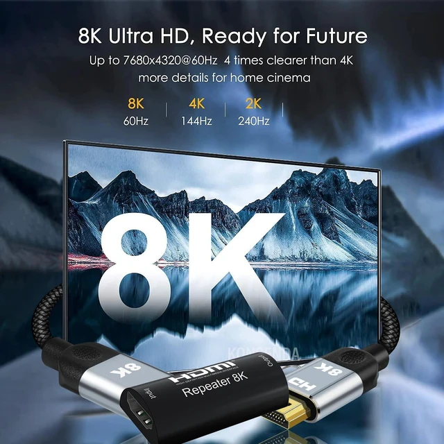 Alt view image 5 of 6 - WRIARICH 8K HDMI Repeater 30M 8K 60Hz 4K 120hz HDMI Cable Extender Signal Repeater Amplifier Booster Adapter HDMI2.1 HDR Video Converter Black