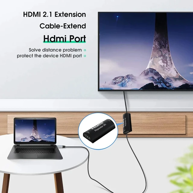 Alt view image 4 of 6 - WRIARICH 8K HDMI Repeater 30M 8K 60Hz 4K 120hz HDMI Cable Extender Signal Repeater Amplifier Booster Adapter HDMI2.1 HDR Video Converter Black