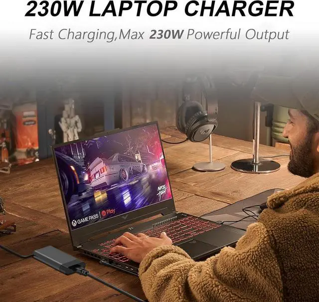 Alt view image 3 of 5 - WRIARICH 230W AC Adapter Compatible with HP Omen 15 16 17 Omen Max,Transcend Victus 15 16 Gaming Laptop ZBook Fury 18 16 G10 G9 G11 M85389-001 M85389-003 M41303-001