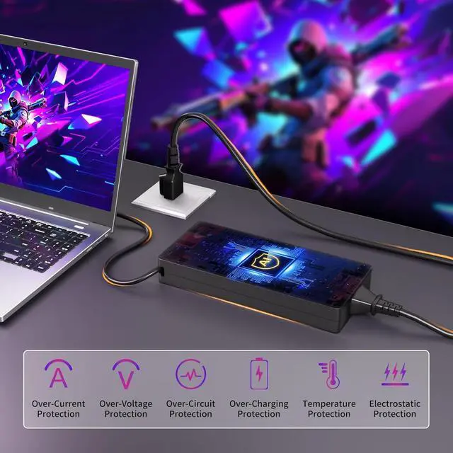 Alt view image 5 of 7 - WRIARICH 330W for Lenovo Laptop Charger Rectangle Tip Fit for Lenovo Legion Laptop