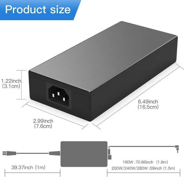 Alt view image 3 of 7 - WRIARICH 280W 20V 14A Rectangle Conn Charger Compatible with Asus Strix G18 G16 G815 G615 (2025) G815LP G815JPR G615LP G615JPR G615LR G815LR G615LW G815LM G615LM G615JMR G815JMR Gaming Laptop Adapter