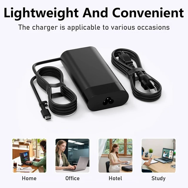 Alt view image 6 of 7 - WRIARICH 140W USB-C PD 3.1 Charger Compatible with HP OMEN Transcend 14-fb0000 MAX 16-ah0000, Omnibook, Spectre x360 16-aa0000, ZBook 8 G1a/G1i/G1as 14 16, Ultra G1a/G1ak Laptop Power Supply