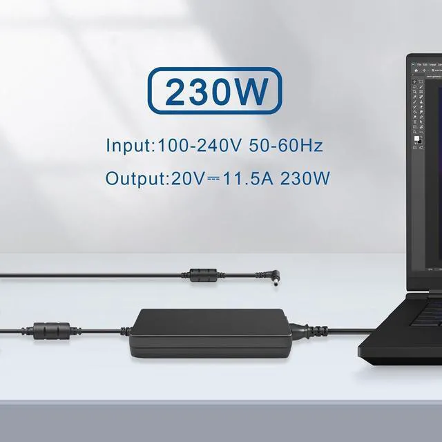 Alt view image 3 of 6 - WRIARICH 20V 11.5A 230w Charger Compatible with Msi GS66 GS76 WS66 WS76 Creator 15 17 xpg Xenia 15g 2023 Laptop Charger A17-230P1B A230A038P