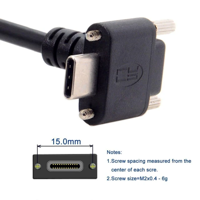 Alt view image 4 of 7 - WRIARICH USB 3.0 to USB C 90 Degree Angled Data Cable with Panel Mount Screw for Industrial Camera 5.0M