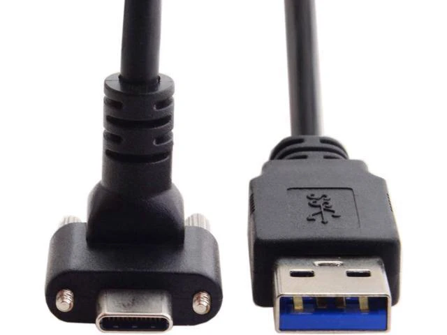Alt view image 2 of 7 - WRIARICH USB 3.1 Type-C Dual Screw Locking Down Up Angled to Standard USB3.0 Data Cable 90 Degree for Camera (300cm)