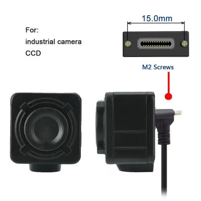 Alt view image 4 of 7 - WRIARICH Down Up Angled USB 3.1 Type-C Dual Screw Locking to Standard USB3.0 Data Cable 90 Degree for Camera (2.0M)