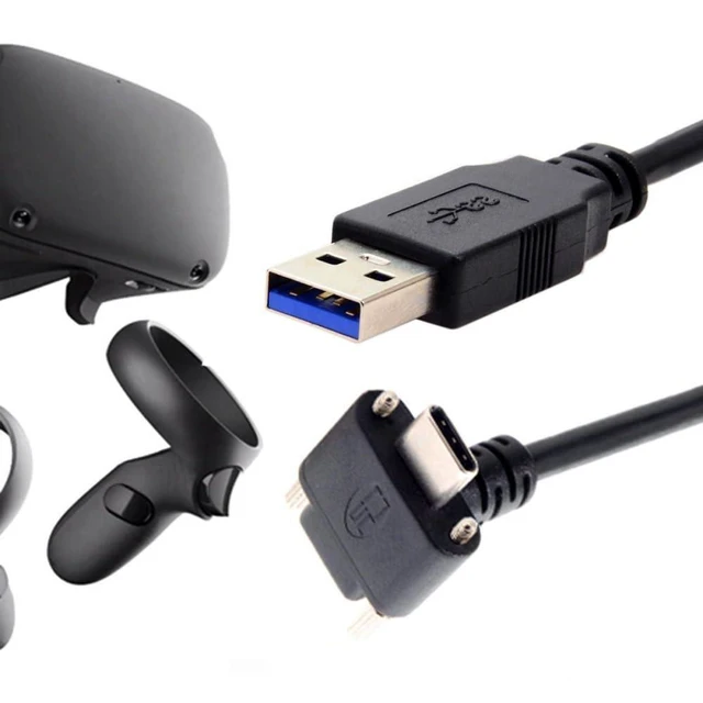 Main image of WRIARICH Down Up Angled USB 3.1 Type-C Dual Screw Locking to Standard USB3.0 Data Cable 90 Degree for Camera (2.0M)