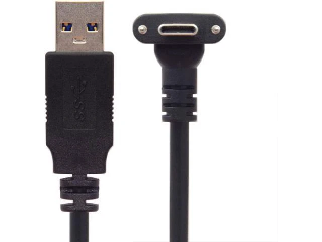 Alt view image 3 of 7 - WRIARICH USB 3.1 Type-C Dual Screw Locking Down Up Angled to Standard USB3.0 Data Cable 90 Degree for Camera (300cm)