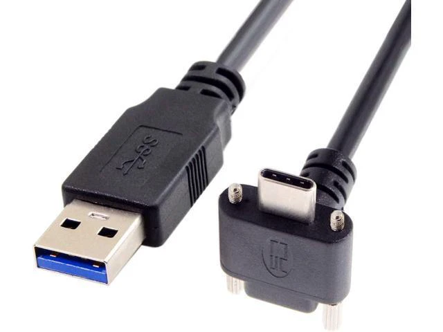 Alt view image 5 of 7 - WRIARICH USB 3.1 Type-C Dual Screw Locking Down Up Angled to Standard USB3.0 Data Cable 90 Degree for Camera (300cm)