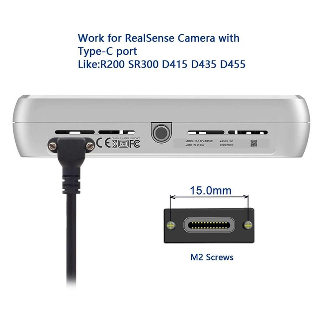 Alt view image 2 of 7 - WRIARICH Down Up Angled USB 3.1 Type-C Dual Screw Locking to Standard USB3.0 Data Cable 90 Degree for Camera 3M