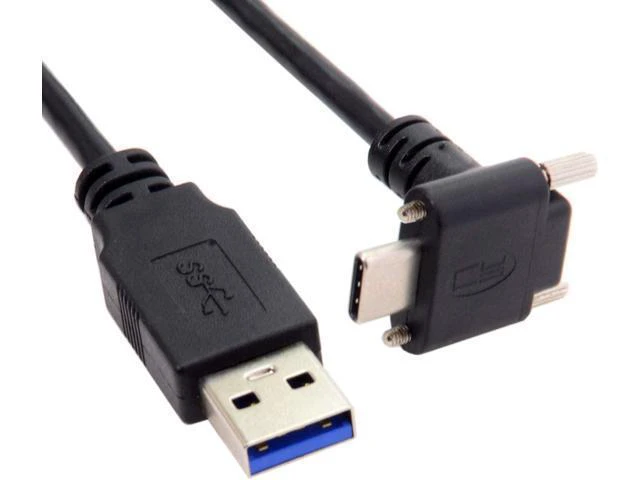 Alt view image 3 of 7 - WRIARICH USB 3.1 Type-C Dual Screw Locking Down Up Angled to Standard USB3.0 Data Cable 90 Degree for Camera (500cm)