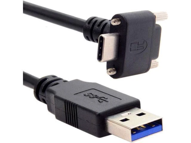 Alt view image 2 of 7 - WRIARICH USB 3.1 Type-C Dual Screw Locking Down Up Angled to Standard USB3.0 Data Cable 90 Degree for Camera (500cm)