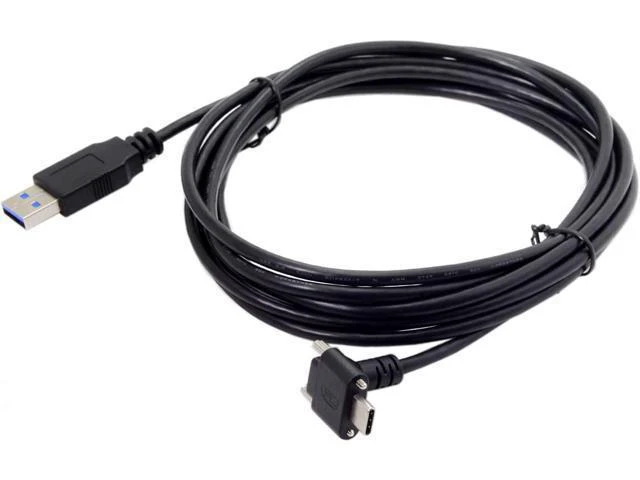 Alt view image 6 of 7 - WRIARICH USB 3.1 Type-C Dual Screw Locking Down Up Angled to Standard USB3.0 Data Cable 90 Degree for Camera (500cm)
