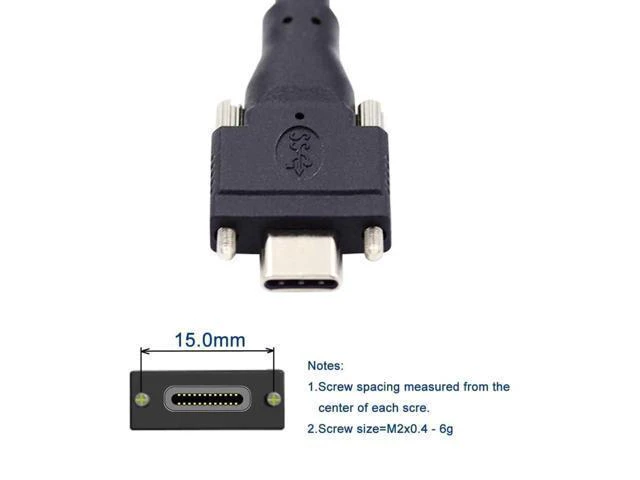 Alt view image 2 of 7 - WRIARICH 3.0M USB 3.0 to USB-C Cable, Dual Locking Connector with Panel Mount Screw for Industrial Camera