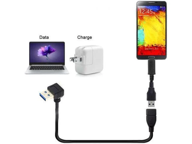 Alt view image 3 of 4 - WRIARICH Down Angled USB 3.0 Type-A Male to USB 3.0 Type-A Female Extension Cable 20cm 5Gbps 90 Degree U3-036-DN