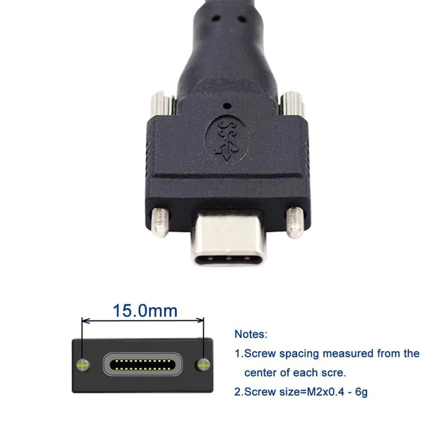 Alt view image 3 of 7 - WRIARICH 5 M USB 3.1 Type-C to Standard USB3.0 Data Cable Dual Locking Connector for Camera with Panel Mount Screw