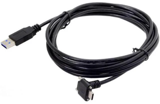 Alt view image 7 of 7 - WRIARICH Down Up Angled USB 3.1 Type-C Dual Screw Locking to Standard USB3.0 Data Cable 90 Degree for Camera 10feet