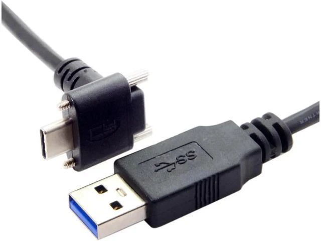 Alt view image 5 of 6 - WRIARICH 5.0M Down Up Angled USB 3.1 Type-C Dual Screw Locking to Standard USB3.0 Data Cable 90 Degree for Camera UC-128-5.0M