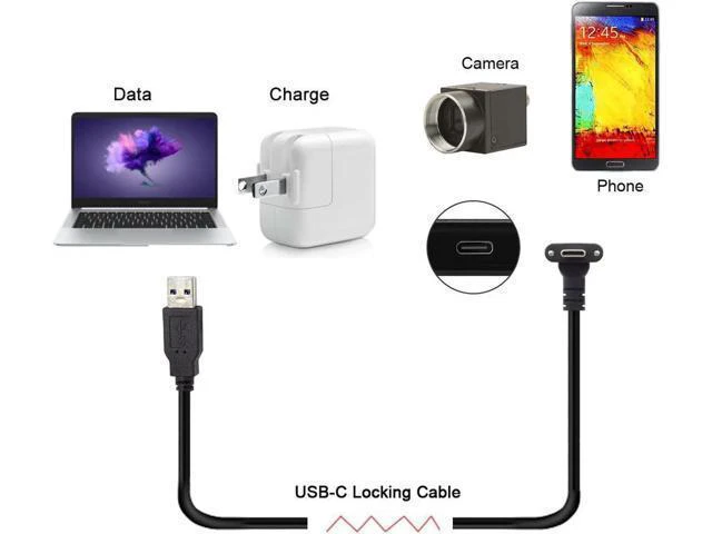 Alt view image 2 of 7 - WRIARICH 1.2M Down Up Angled USB 3.1 Type-C Dual Screw Locking to Standard USB3.0 Data Cable 90 Degree for Camera UC-128-1.2M