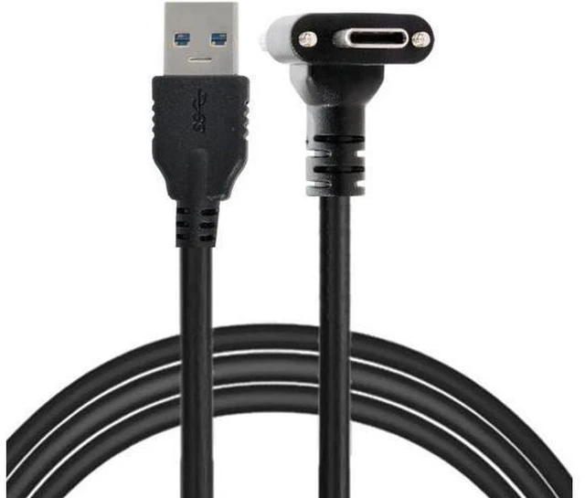 Main image of WRIARICH 1.2M Down Up Angled USB 3.1 Type-C Dual Screw Locking to Standard USB3.0 Data Cable 90 Degree for Camera UC-128-1.2M