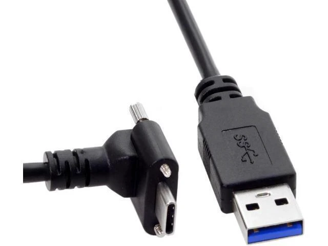 Alt view image 4 of 7 - WRIARICH 1.2M Down Up Angled USB 3.1 Type-C Dual Screw Locking to Standard USB3.0 Data Cable 90 Degree for Camera UC-128-1.2M