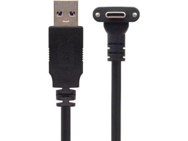 Alt view image 5 of 7 - WRIARICH 1.2M Down Up Angled USB 3.1 Type-C Dual Screw Locking to Standard USB3.0 Data Cable 90 Degree for Camera UC-128-1.2M