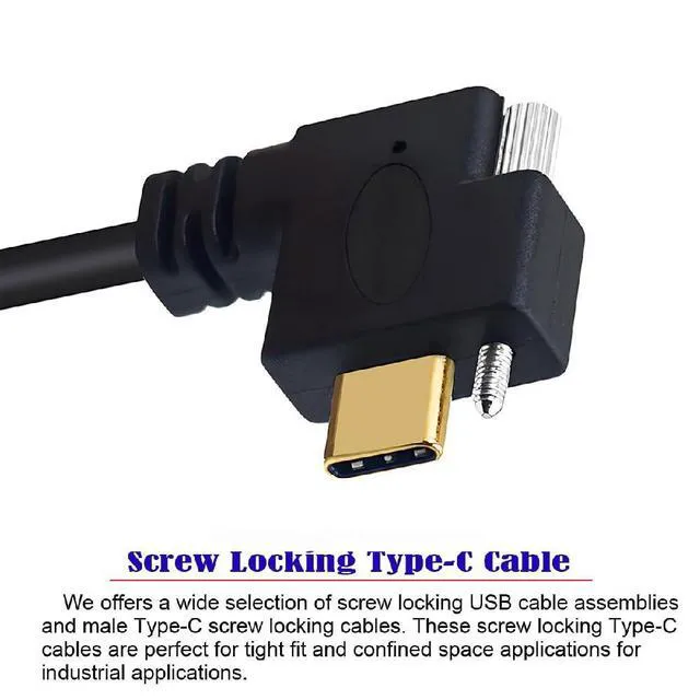 Alt view image 7 of 7 - WRIARICH USB 3.1 Type-C Single Locking Screw Left Right Angled to USB3.0 Type-A Male to Male Data Power Cable for Camera 5M