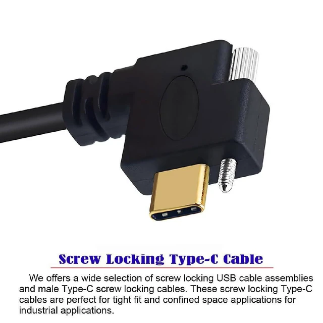 Alt view image 7 of 7 - WRIARICH USB 3.1 Type-C Single Locking Screw Left Right Angled to USB3.0 Type-A Male to Male Data Power Cable for Camera 2M