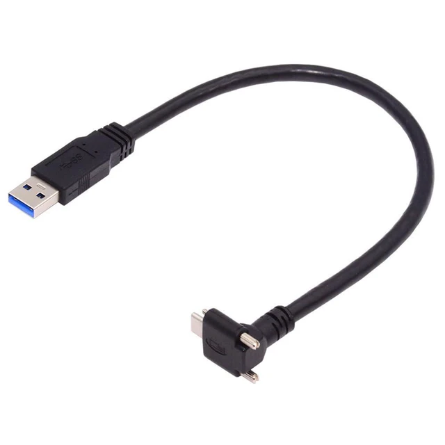 Main image of WRIARICH Type-C USB 3.1 Down Up Angled Dual Screw Locking to Standard USB3.0 Data Cable 90 Degree for Camera 30cm