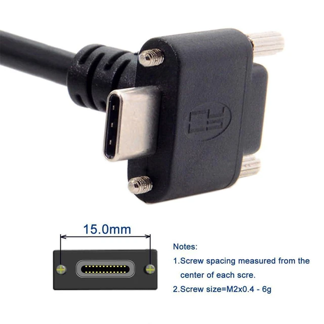 Alt view image 4 of 7 - WRIARICH Type-C USB 3.1 Down Up Angled Dual Screw Locking to Standard USB3.0 Data Cable 90 Degree for Camera 30cm