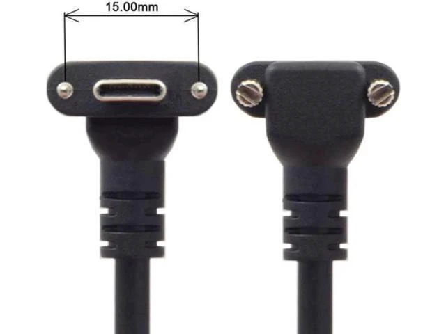 Main image of WRIARICH Down Up Angled USB 3.1 Type-C Dual Screw Locking to Standard USB3.0 Data Cable 90 Degree for Camera 16.4"feet